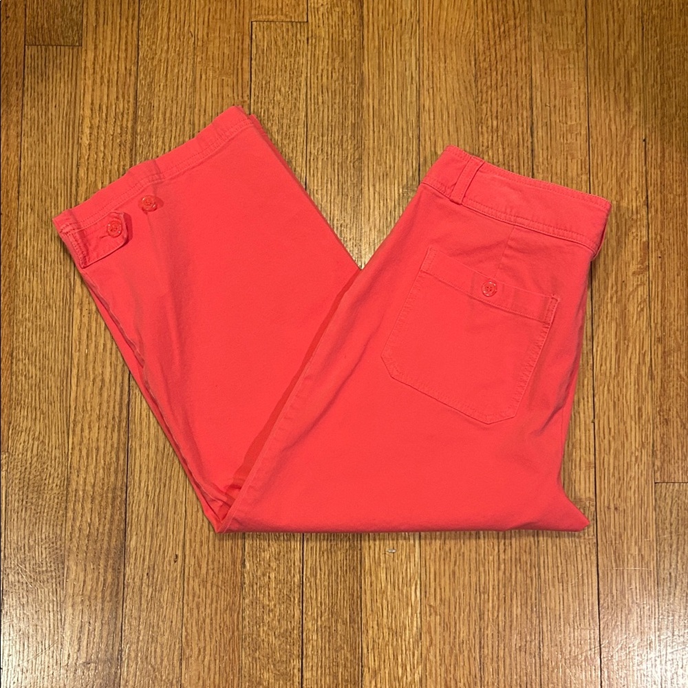 Coldwater Creek Coral Wide Leg Cropped Chinos Size 10